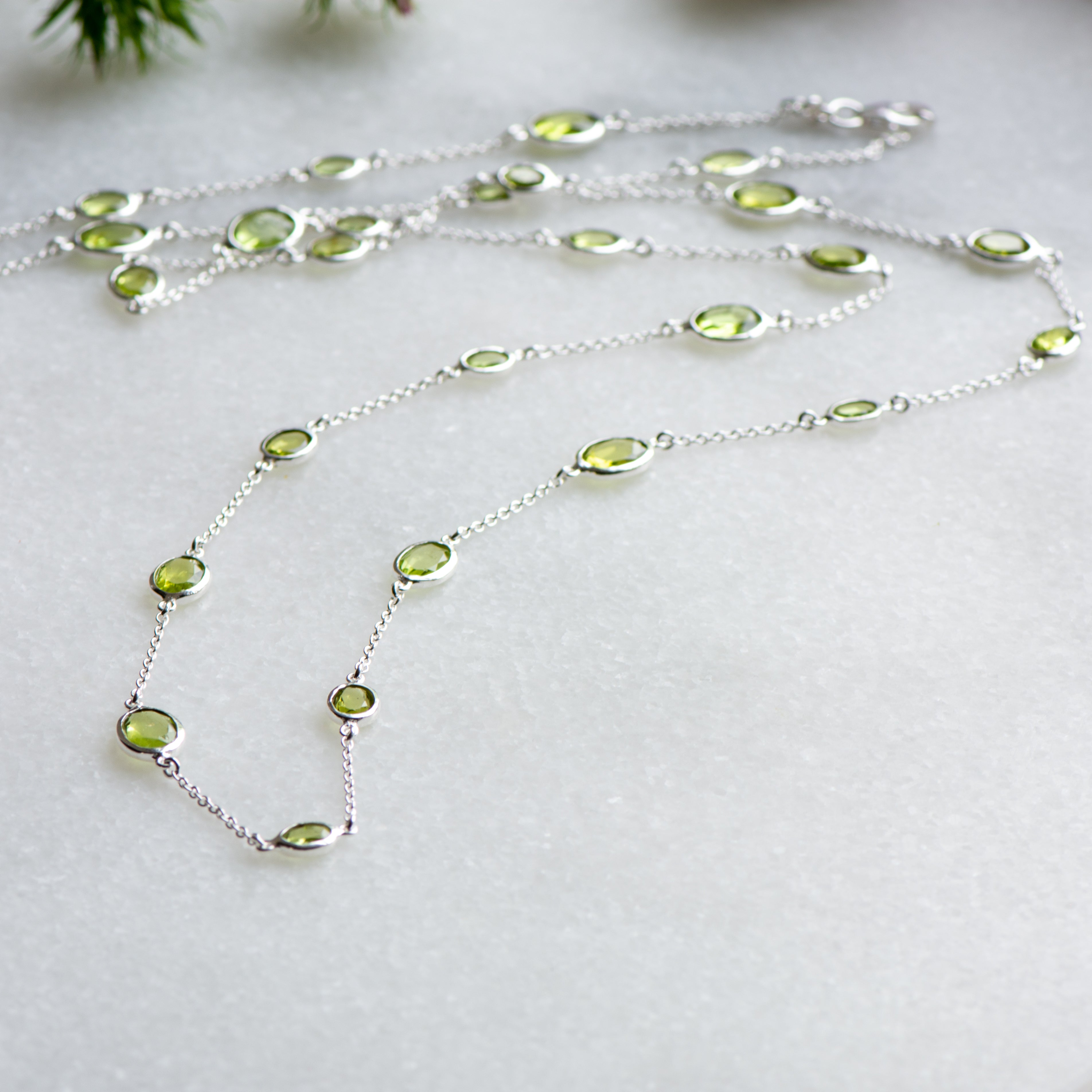 double marilyn silver necklace with peridot from memara