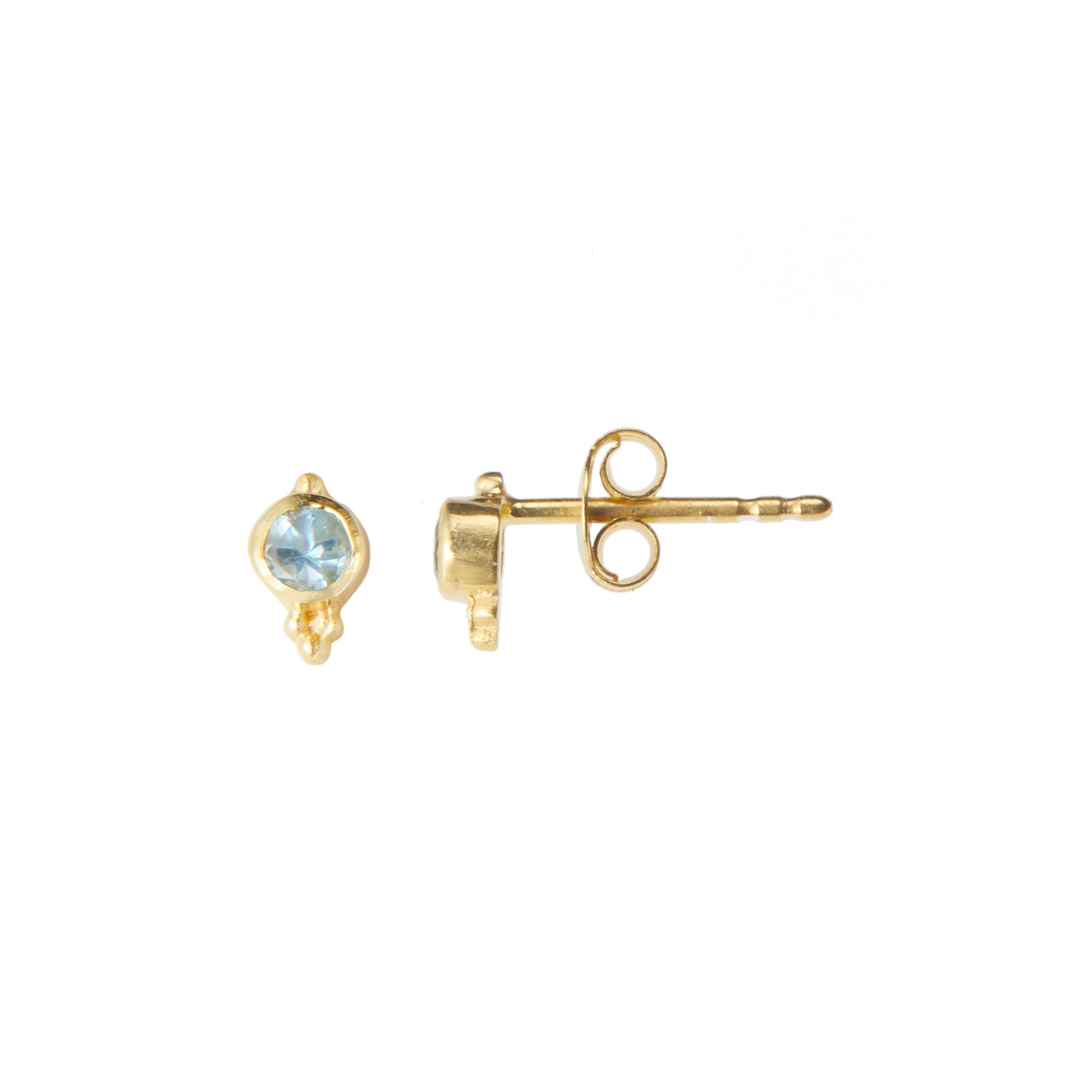 Dudley Stud in Gold with Blue Topaz Earring Memara
