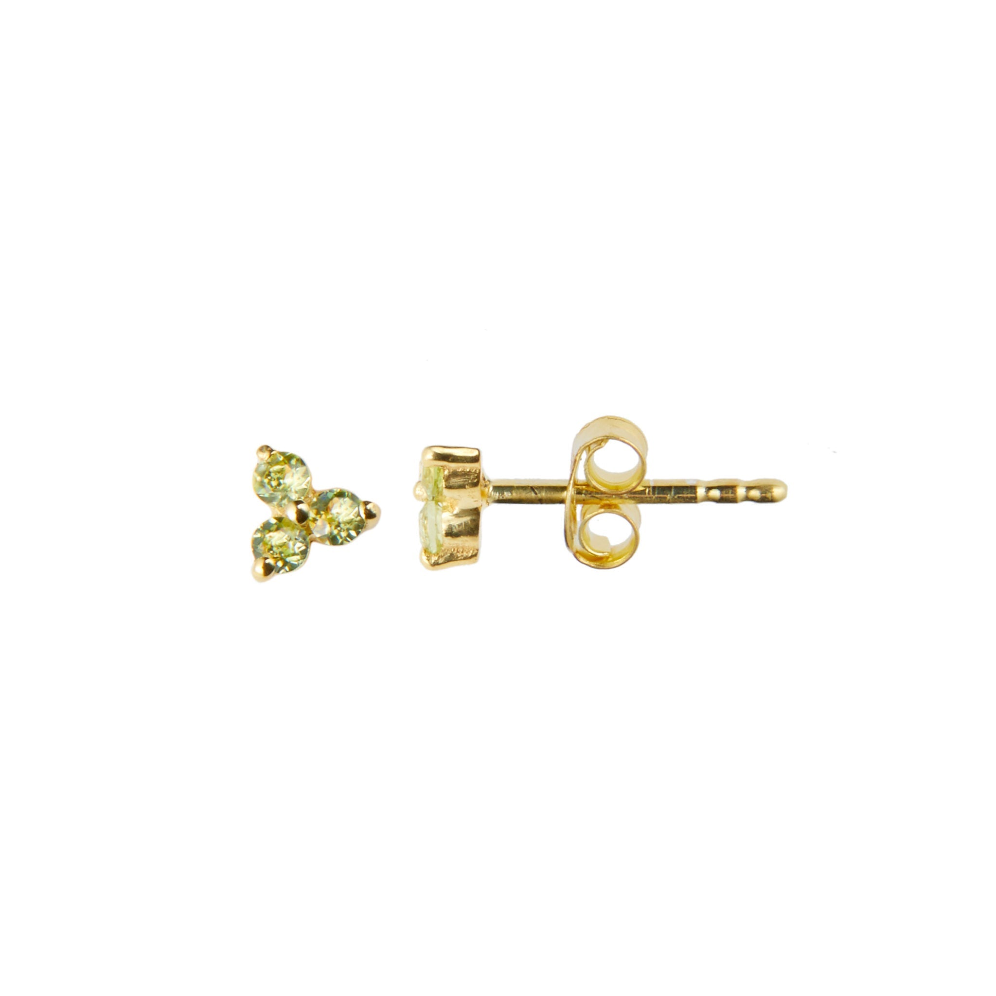 Clover Stud in Gold with Peridot Earring Memara