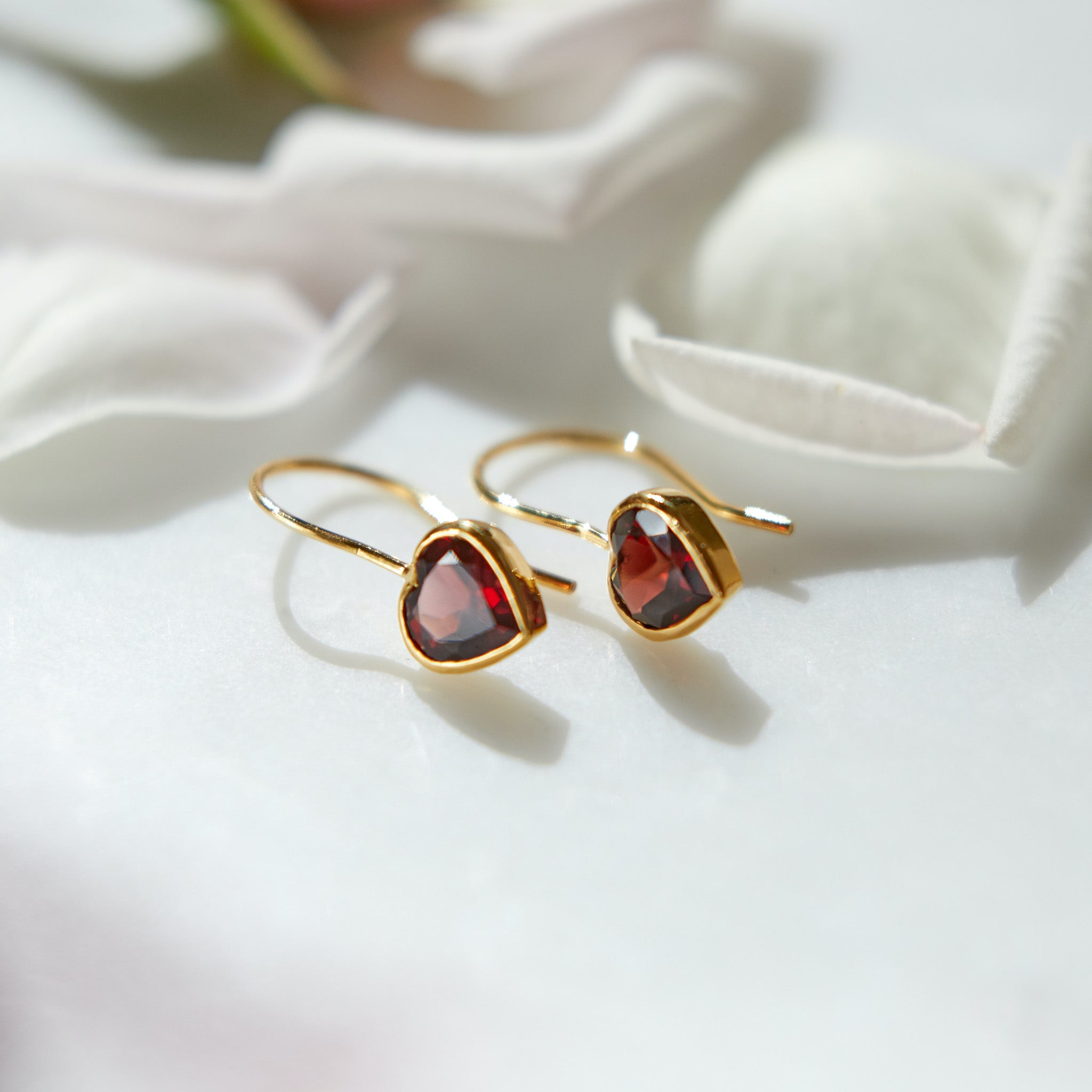 Heart shaped Garnet Drop Earrings Earring Memara
