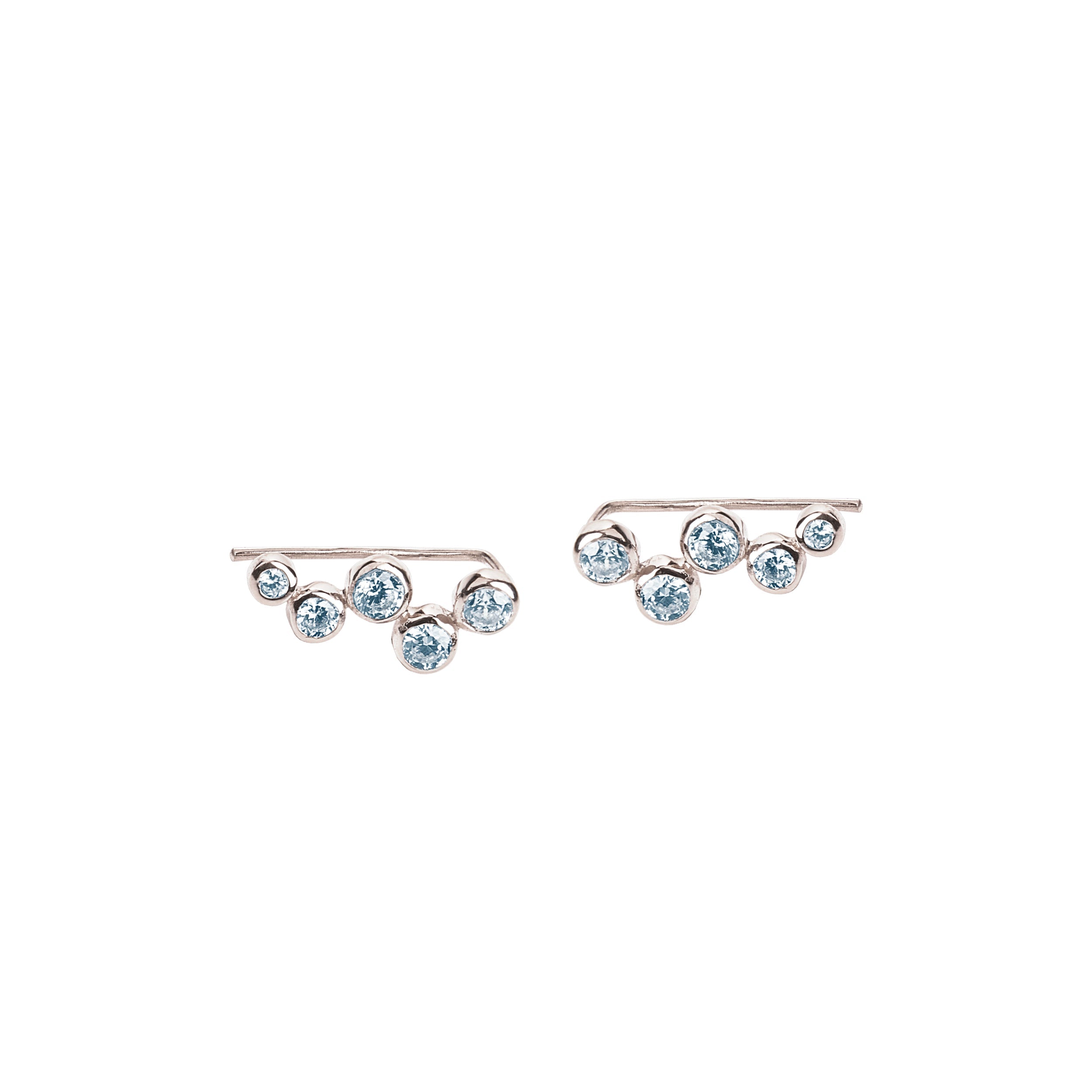 Aquila Studded Ear Jewel in Silver with Topaz Earring Memara