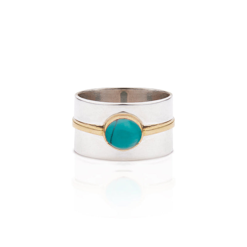 Aladdin Ring in Silver with Turquoise Ring Memara