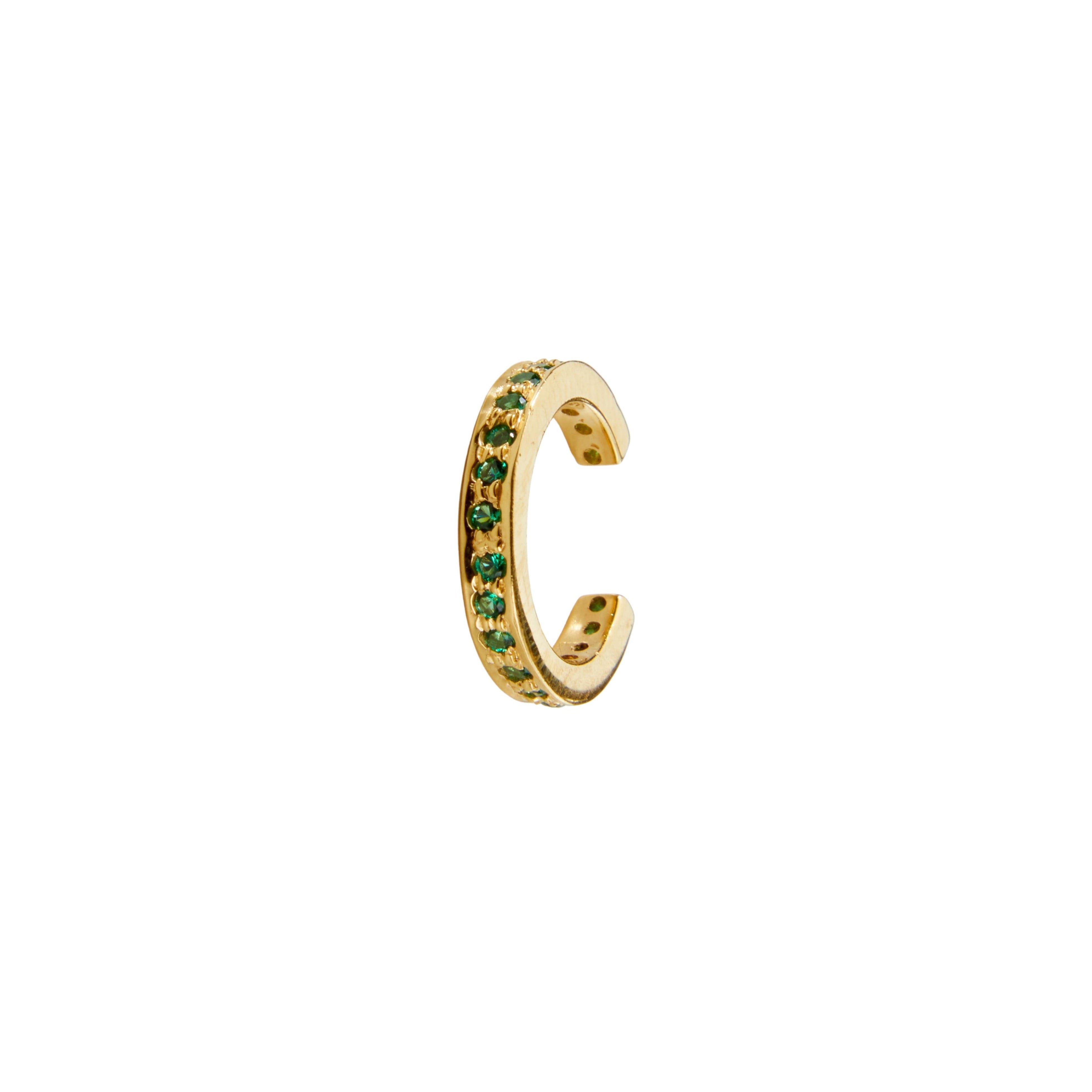 Coco Cuff in Gold with Emerald Zirconia Earring Memara