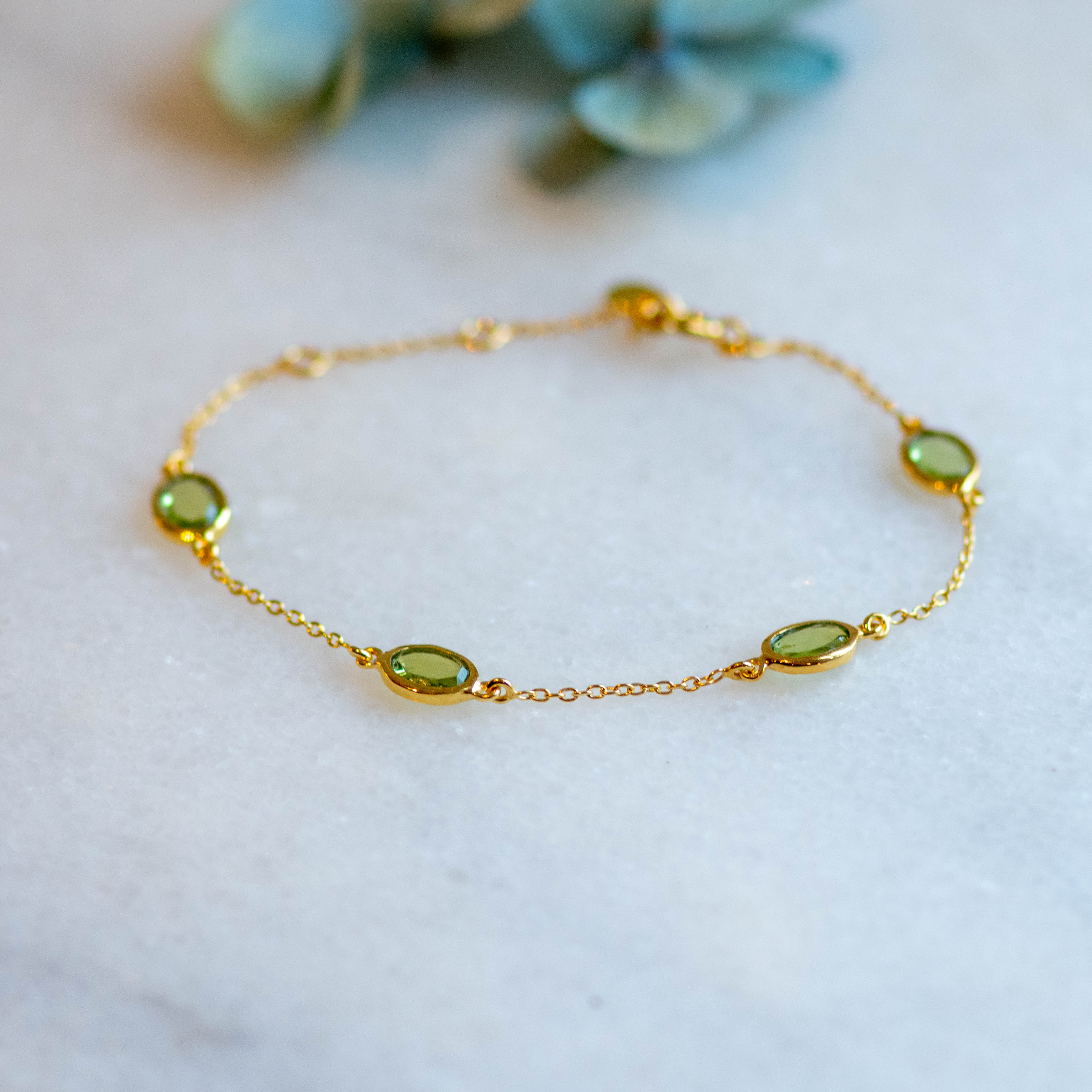 Marilyn Bracelet in Gold with Peridot Bracelets Memara