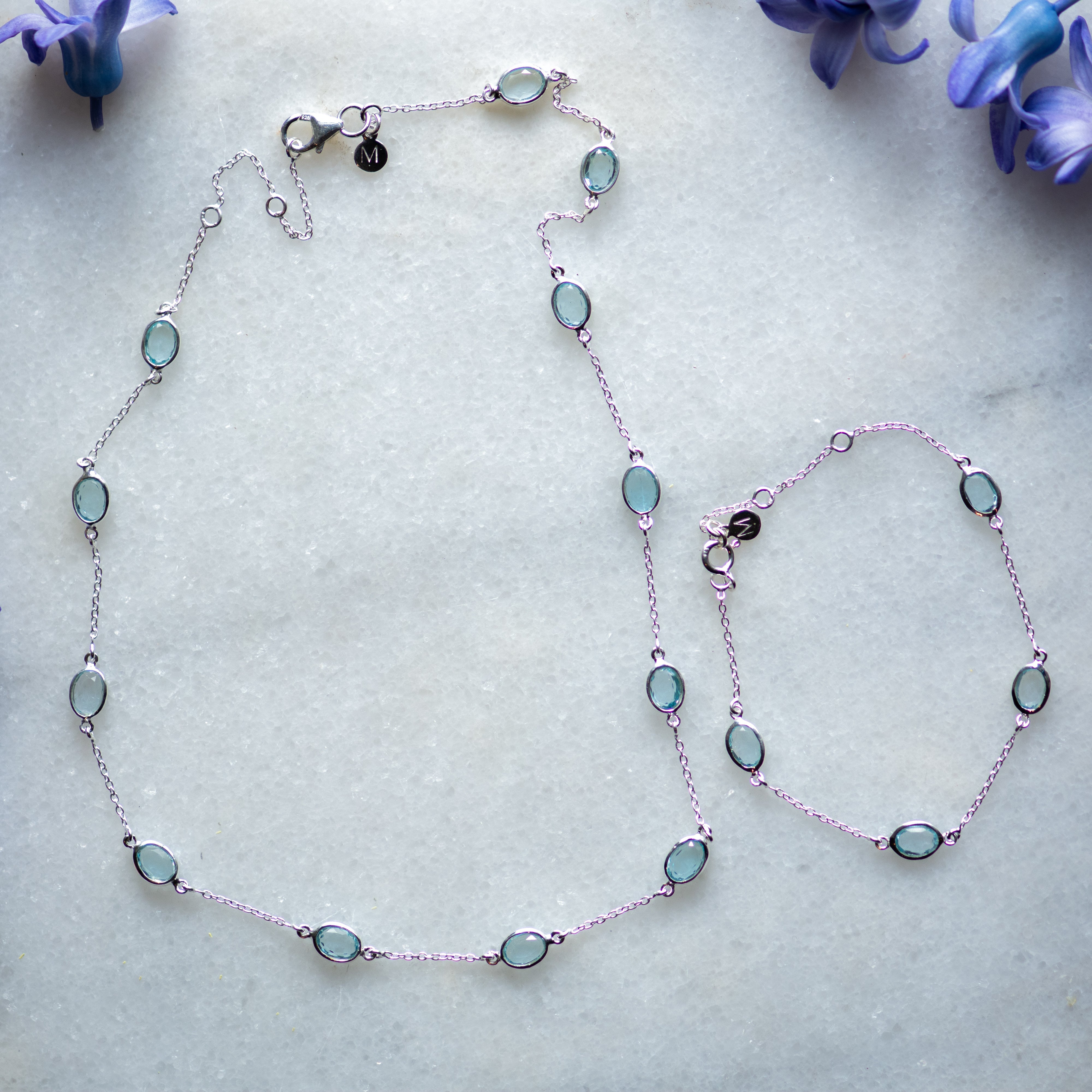Marilyn Necklace in Silver with Sky Blue Topaz Necklace Memara