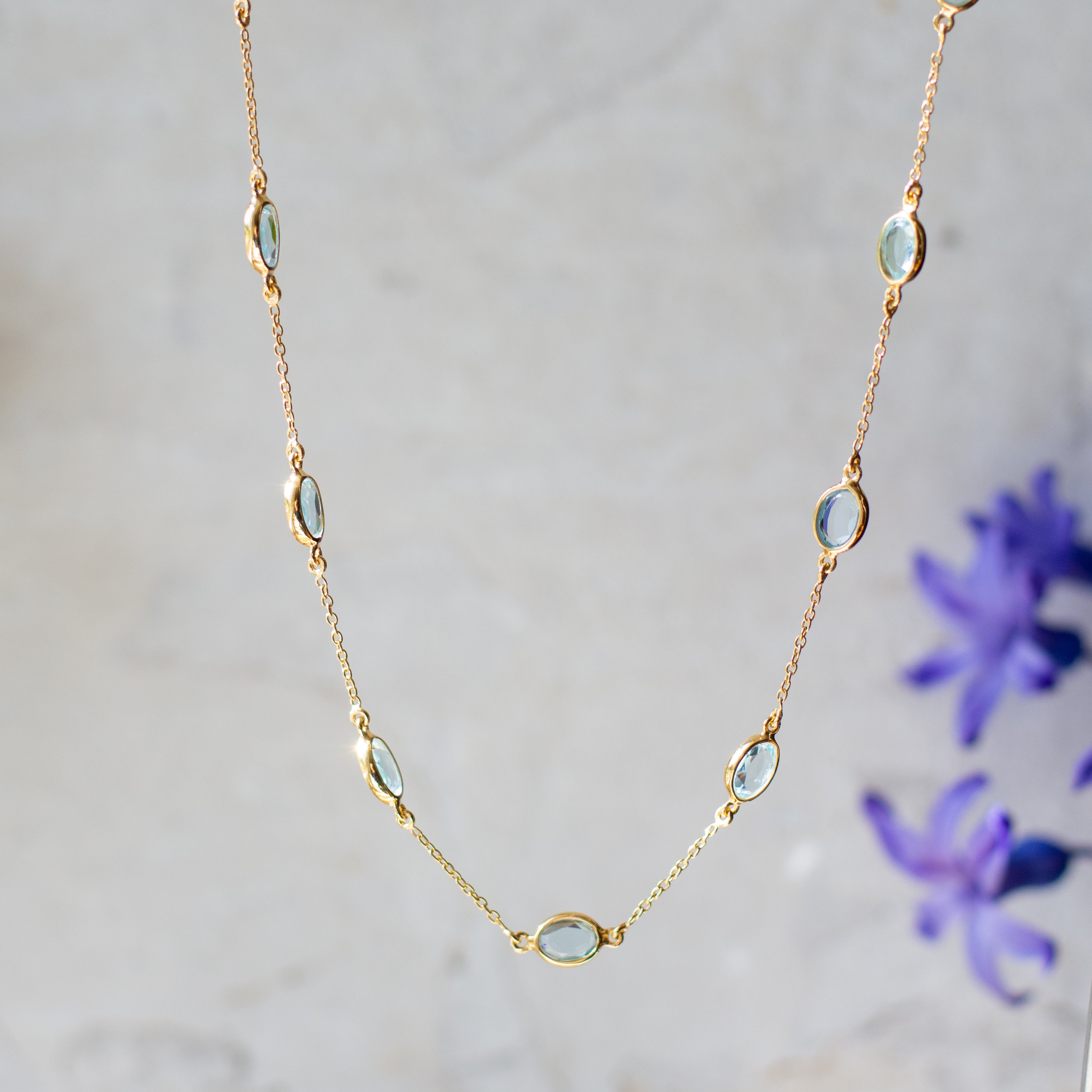 Marilyn Necklace in Gold with Sky blue Topaz Necklaces Memara