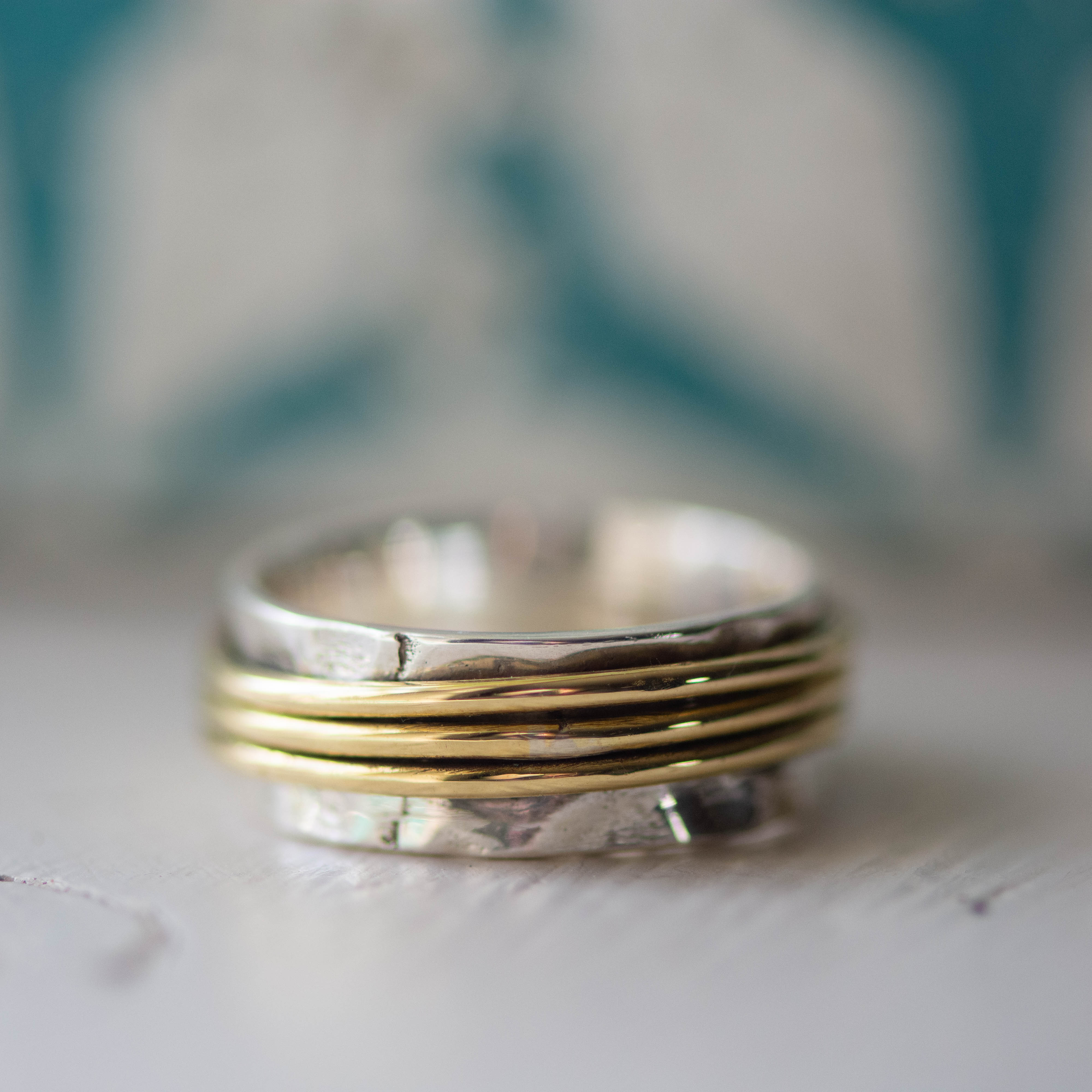 Kalinka Turning Ring in Silver and Brass Ring Memara