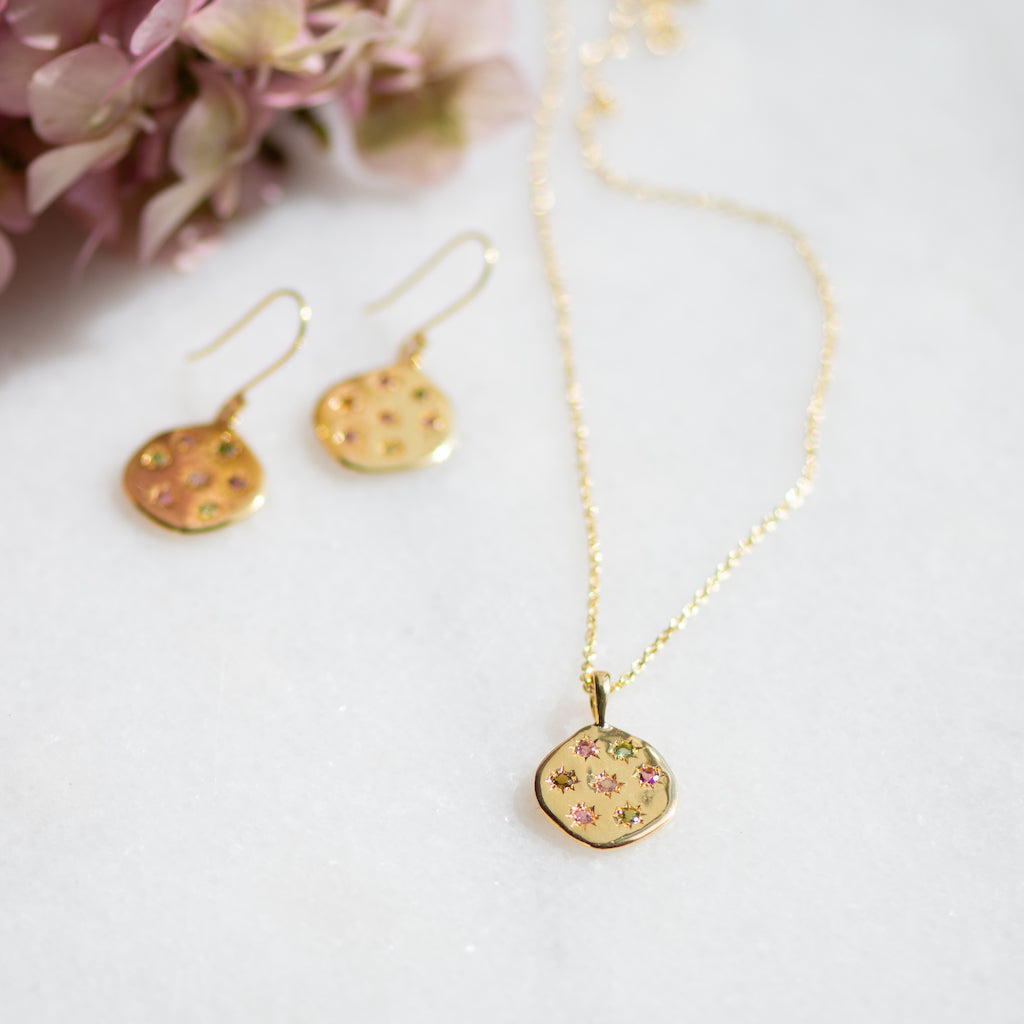 Stargazer Earrings in Gold and Tourmaline earrings Memara