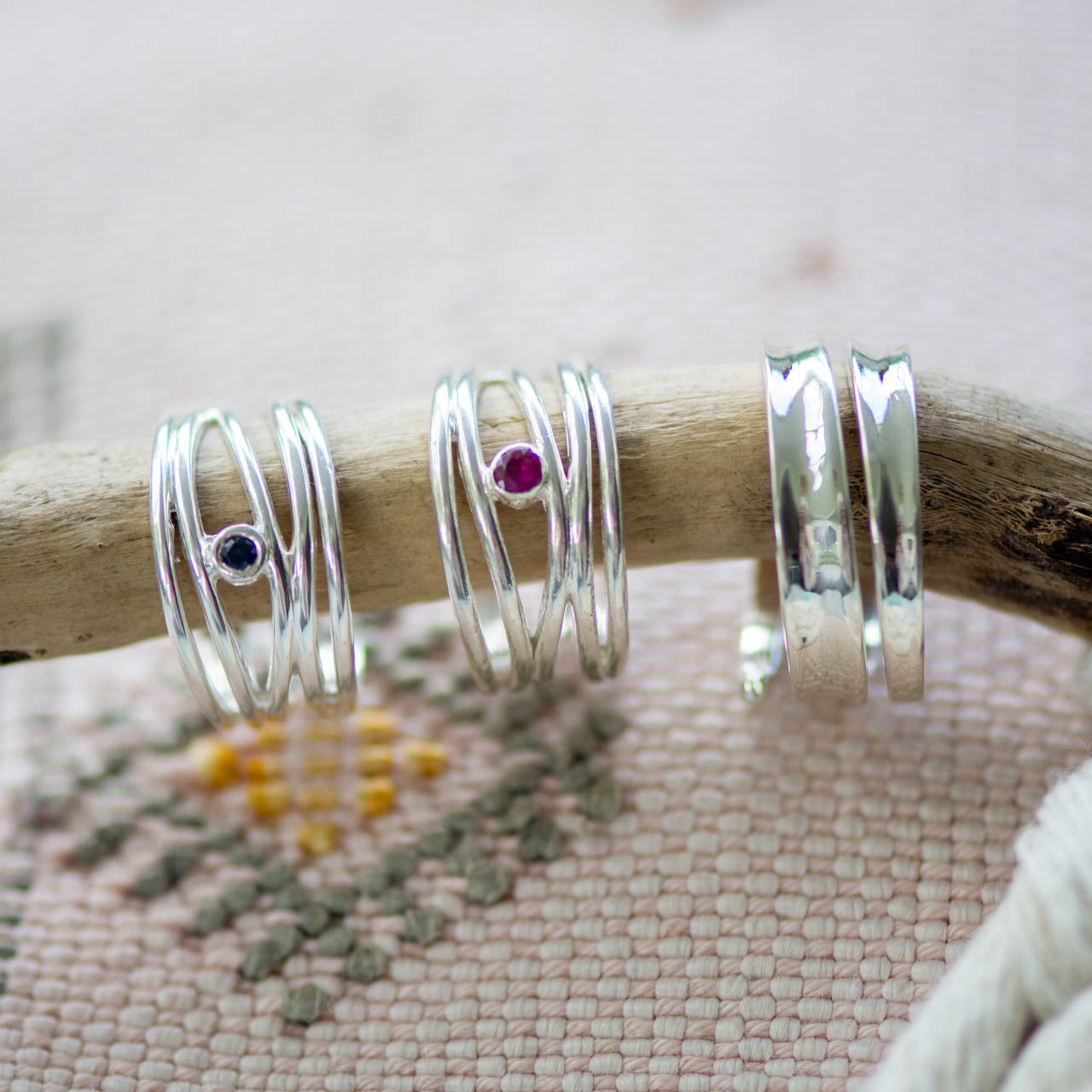 Filigree Ring in Silver with Ruby Ring Memara