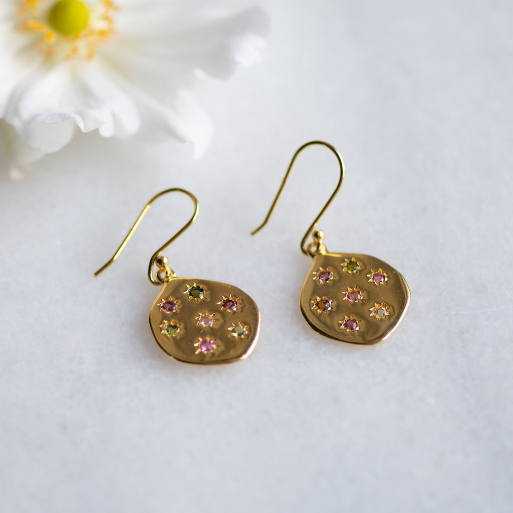 Stargazer Earrings in Gold and Tourmaline earrings Memara