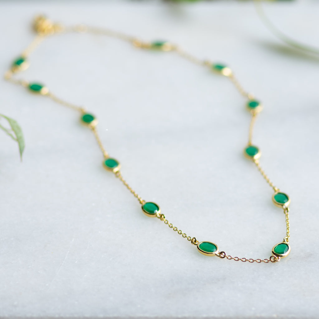 Marilyn Necklace in Gold with Green Onyx Necklace Memara