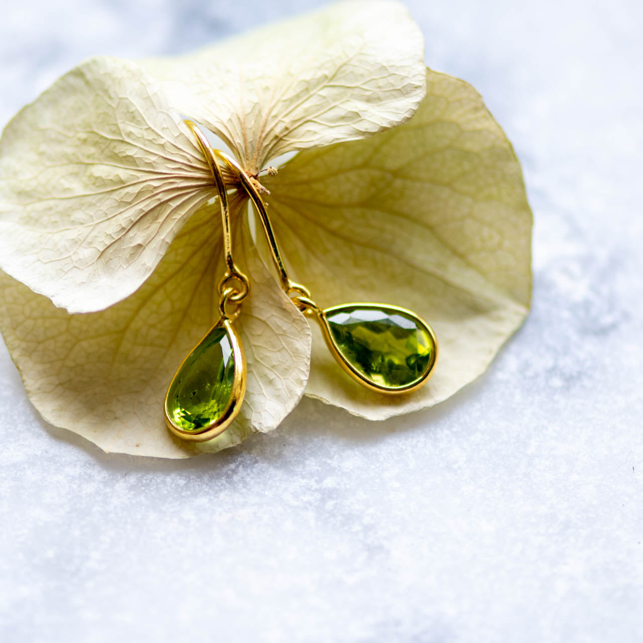 Tear Drop Earring in Gold with Peridot Earring Memara