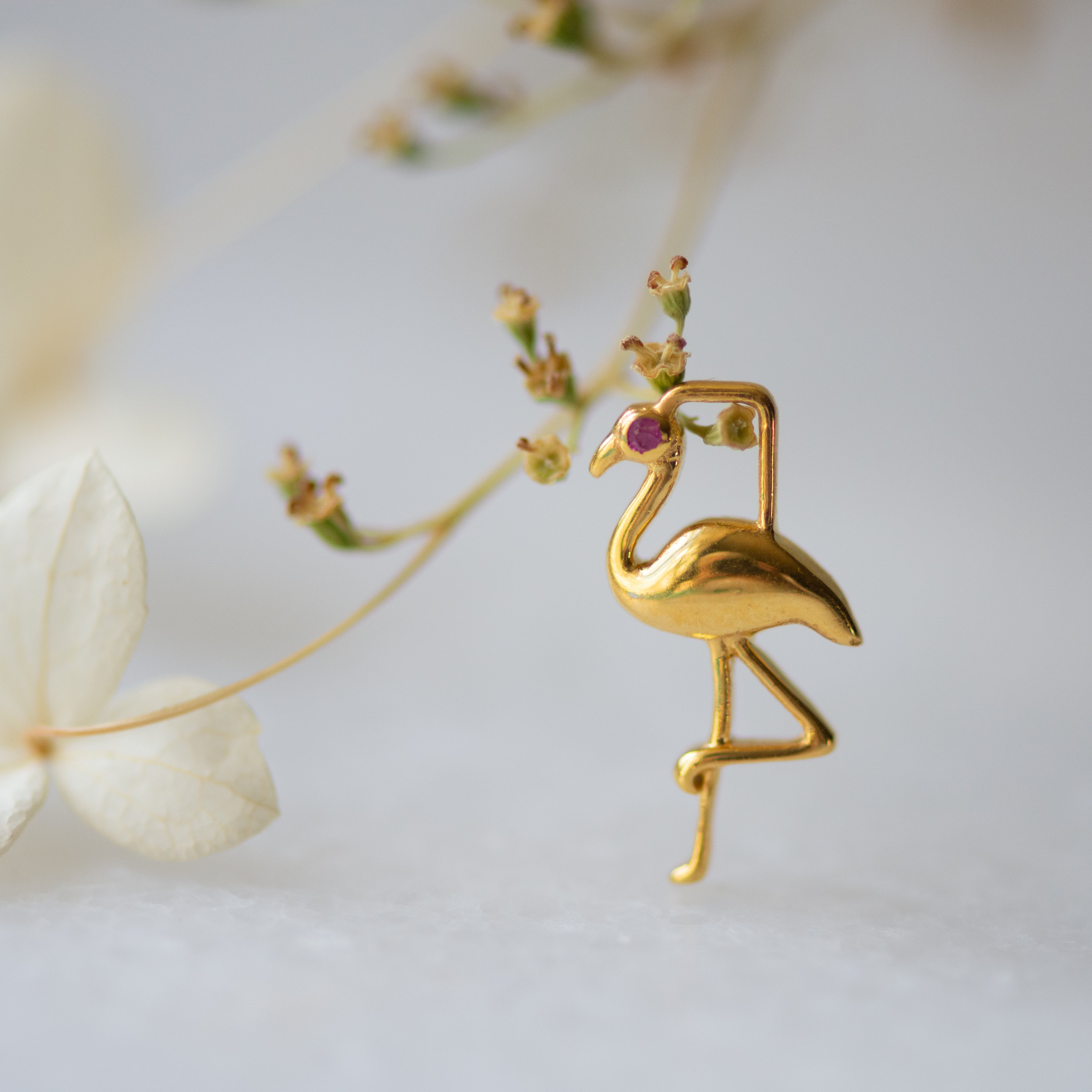 Golden Flamingo Ear Charm Memara