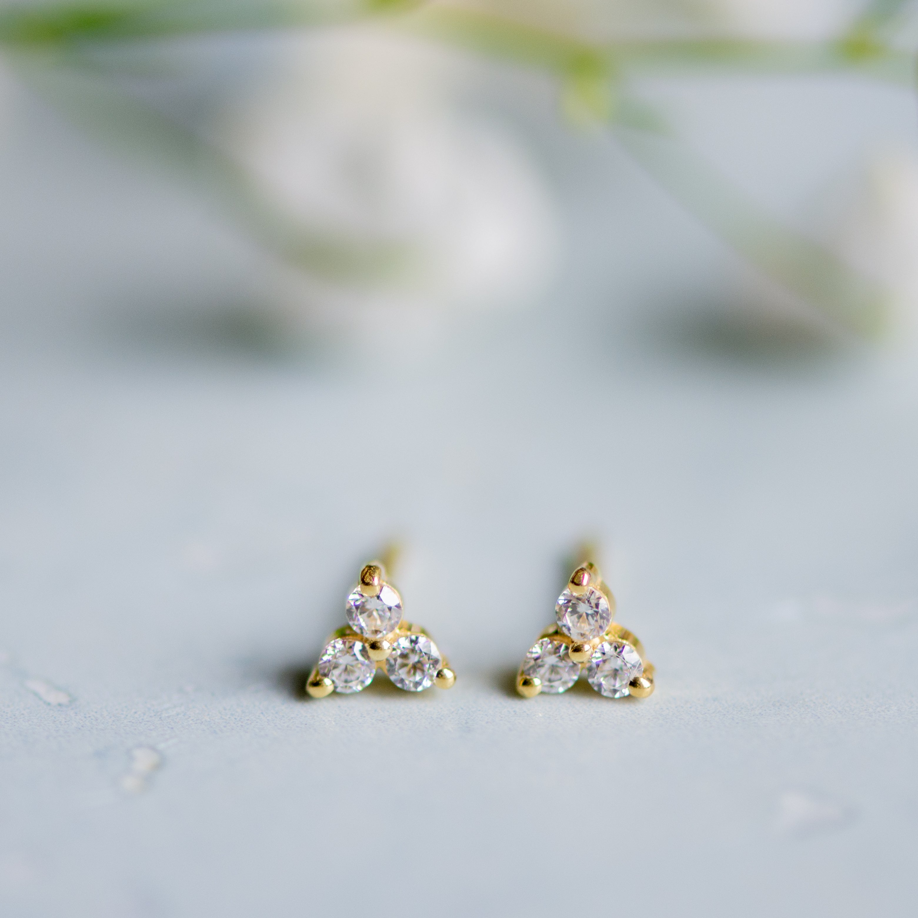 Clover Stud in Gold with Zirconia Earring Memara