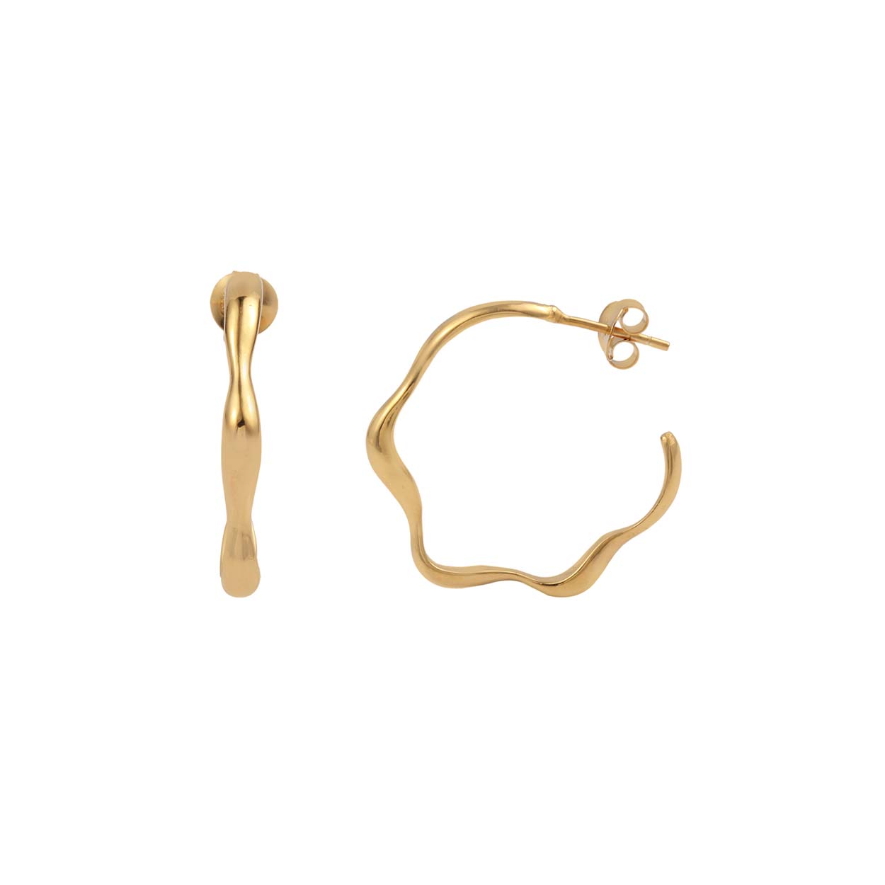 Wave Hoops in Gold Earring Memara