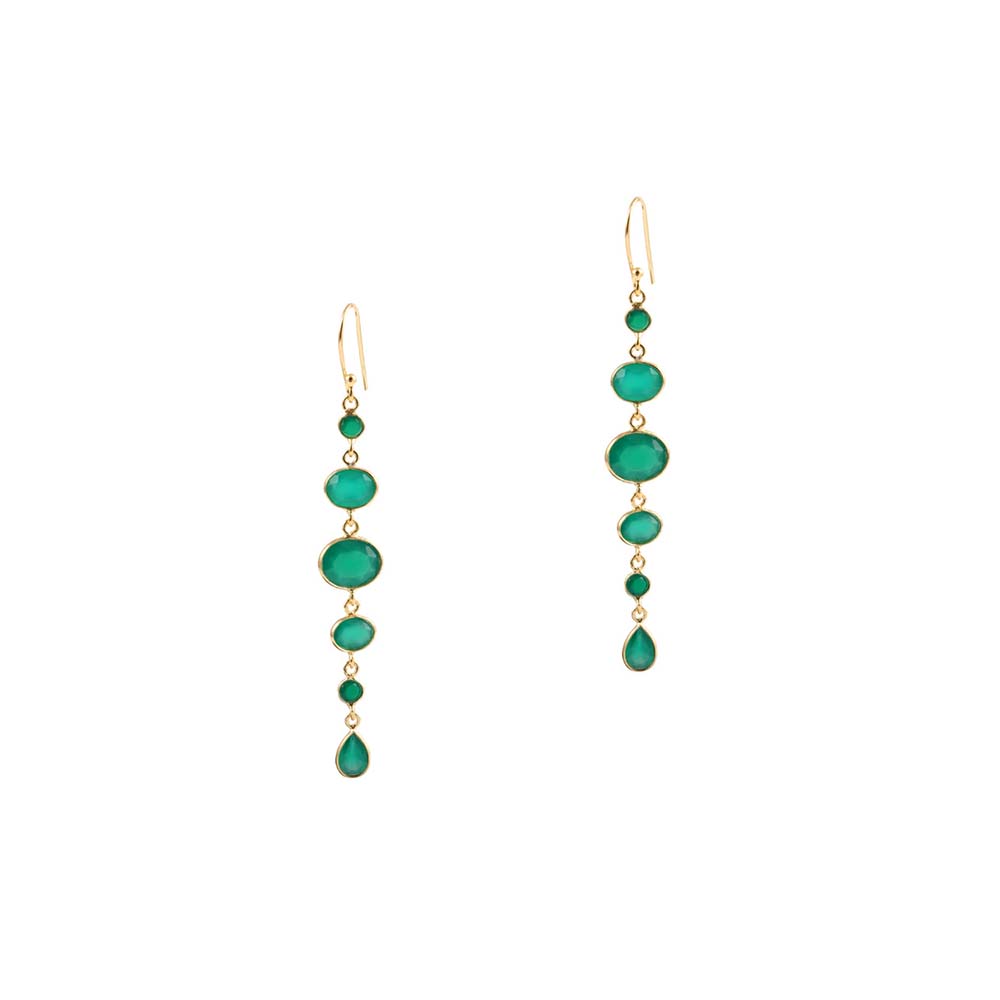 Cascade Earrings in Gold with Green Onyx Earring Memara