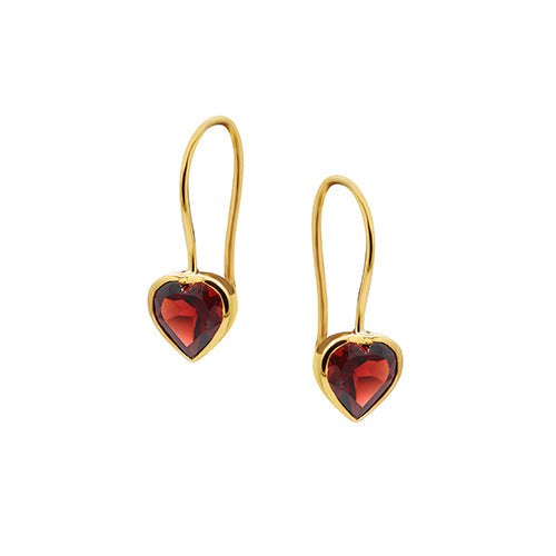 Heart shaped Garnet Drop Earrings Earring Memara