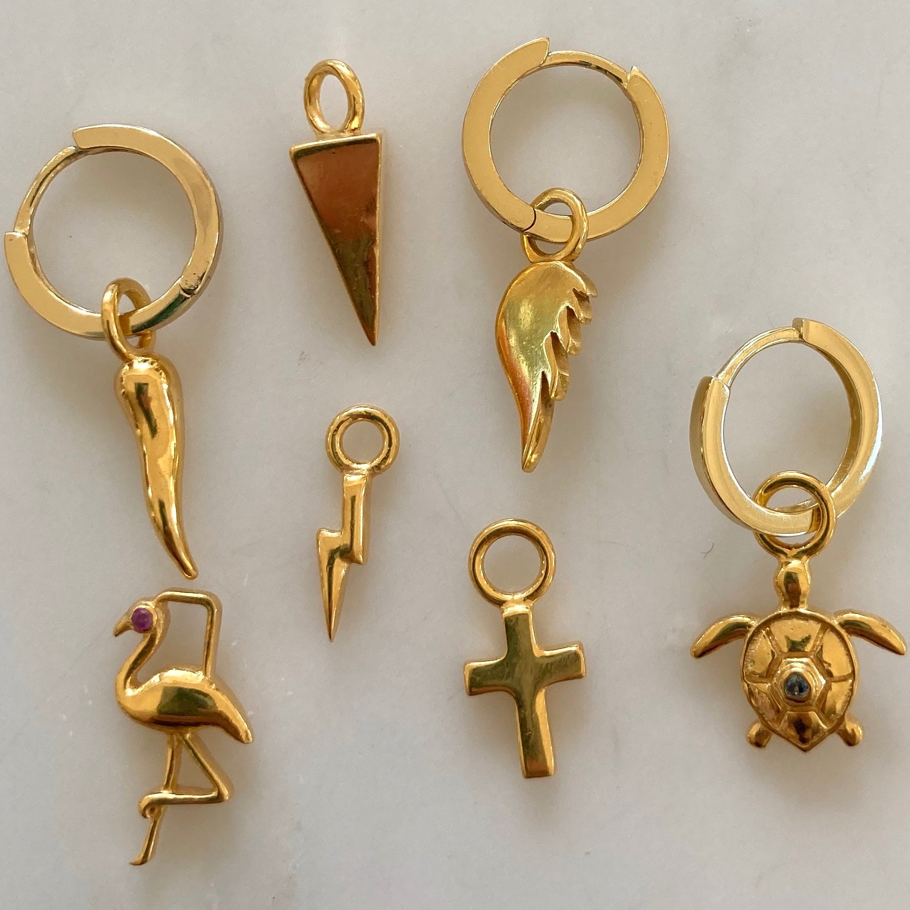 Golden Flamingo Ear Charm Memara