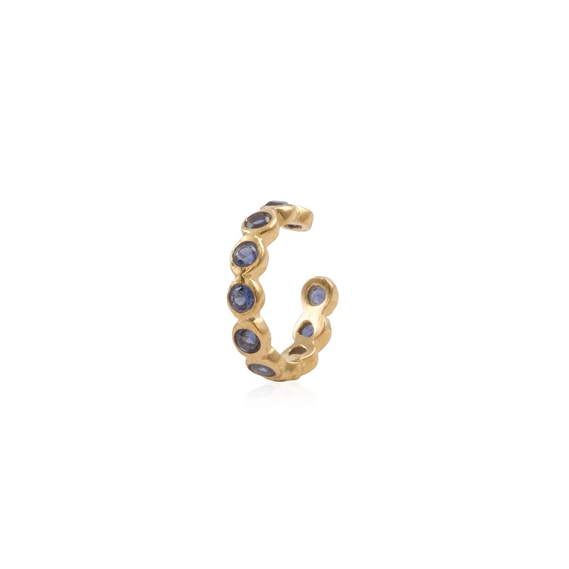 RiRi Gemstone Cuff in Gold with Sapphire Zirconia Earring Memara