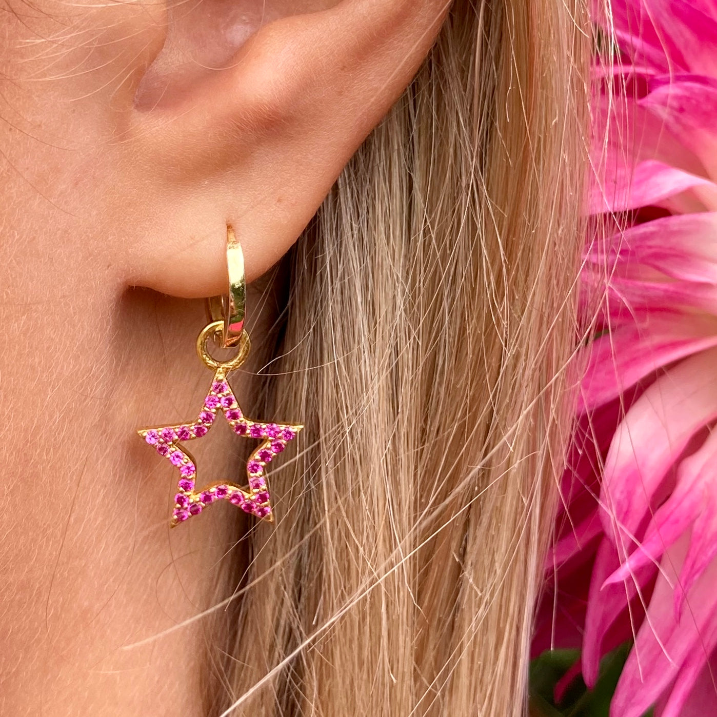 Pink Zirconia Bejewelled Star Ear Charm Memara