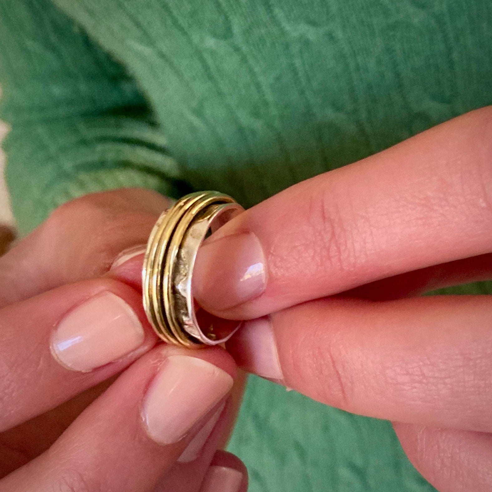 Kalinka Turning Ring in Silver and Brass Ring Memara