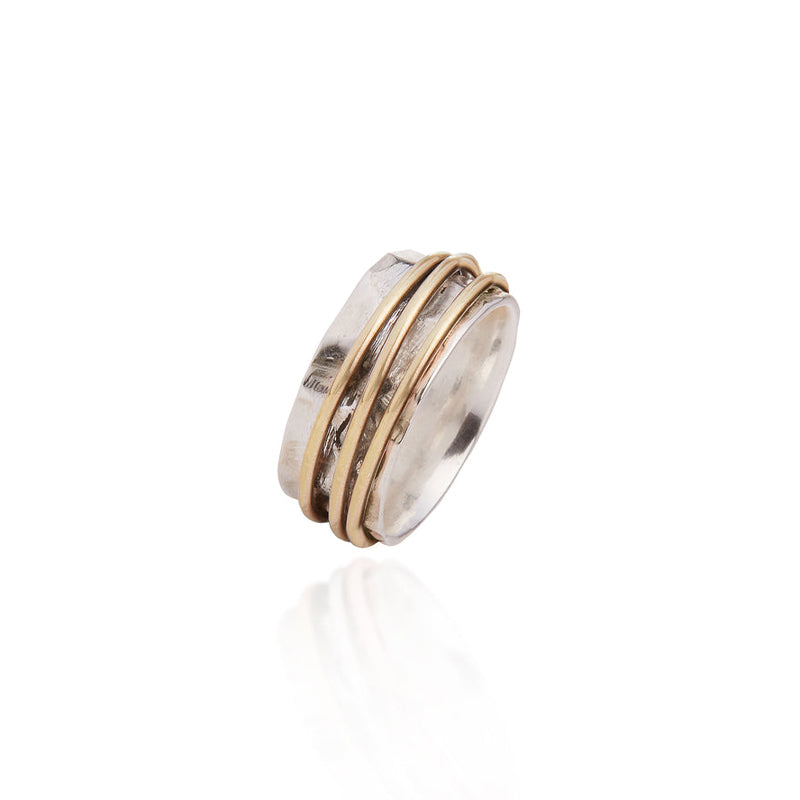Kalinka Turning Ring in Silver and Brass Ring Memara