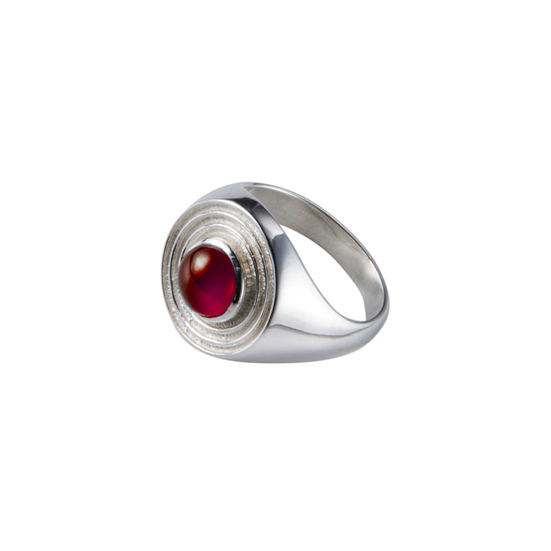 Nipple Ring in Silver with Garnet Ring Memara