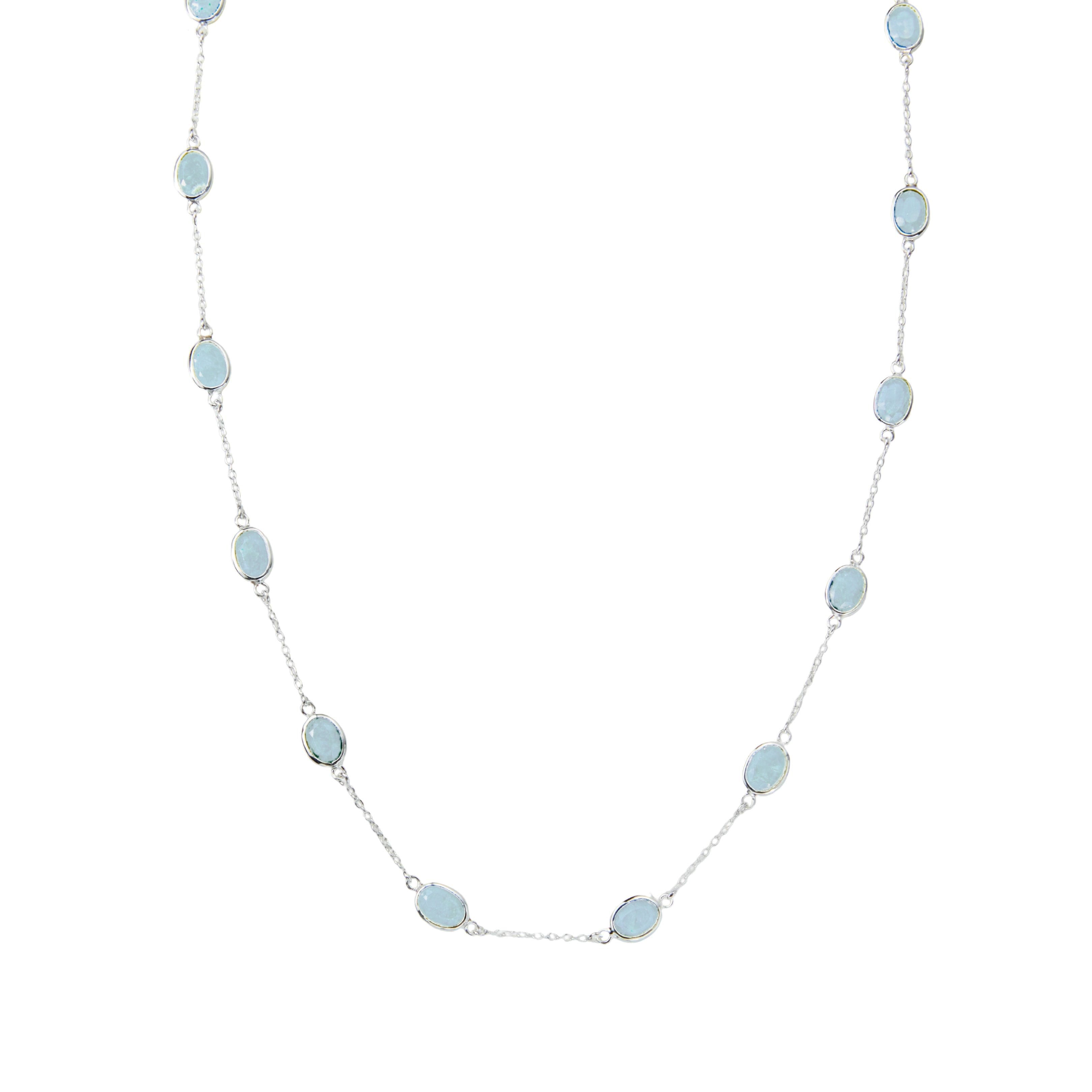 Marilyn Necklace in Silver with Sky Blue Topaz Necklace Memara