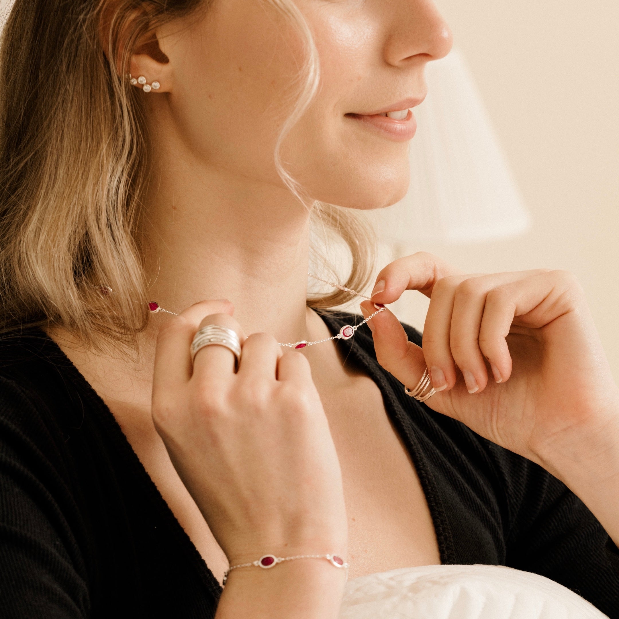 Aquila Studded Ear Jewel in Silver with Zirconia Earring Memara