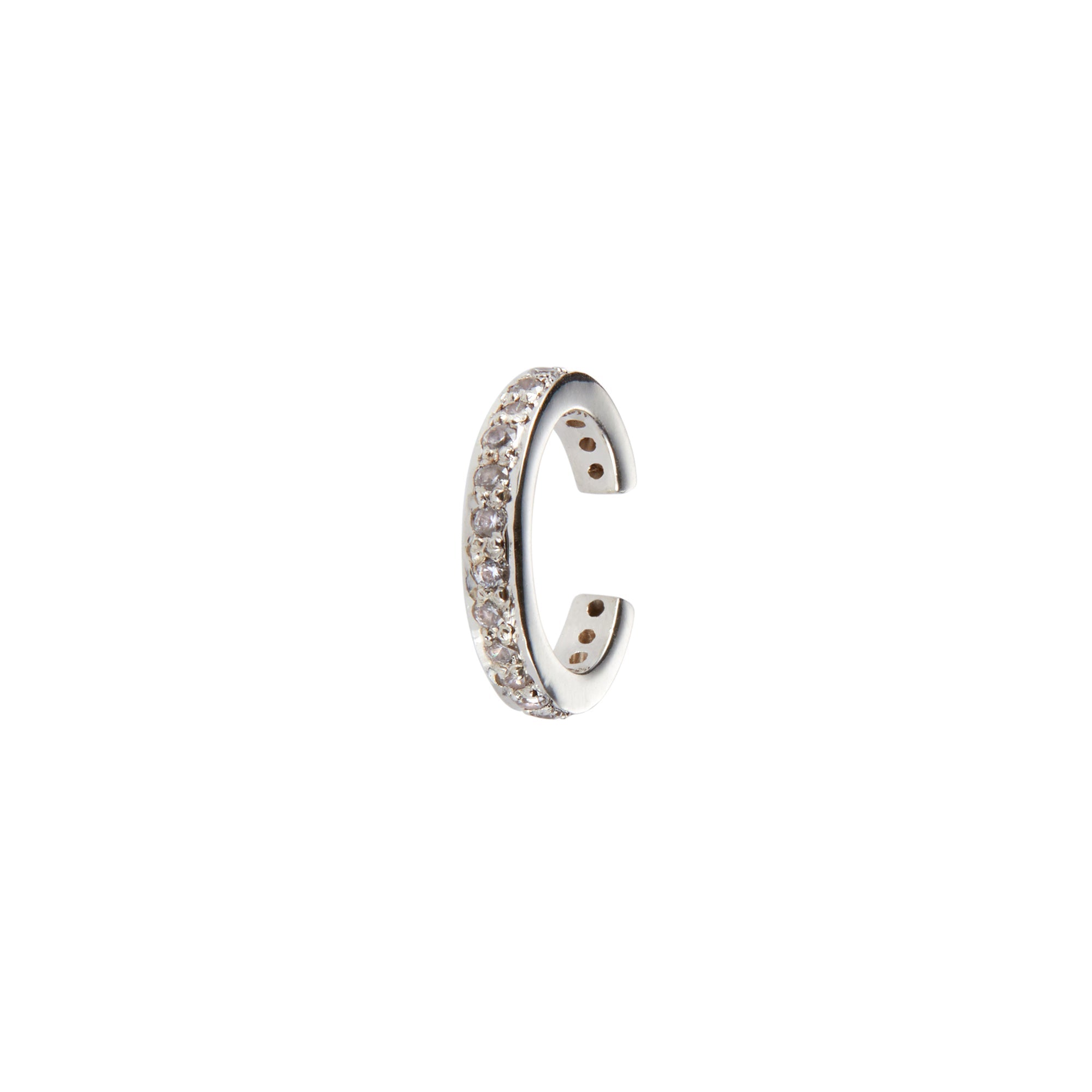 Coco Cuff in Silver with Zirconia Earring Memara