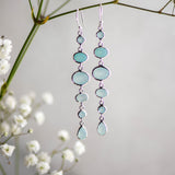 Cascade Earrings in Silver with Aqua chalcedony
