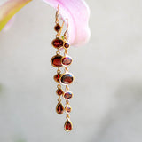 Cascade Earrings in Gold with Garnet