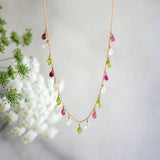 Floret Necklace in Peridot Pink, Tourmaline and Prehnite