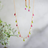 Floret Necklace in Peridot Pink, Tourmaline and Prehnite