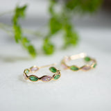 zirconia green pink gold hoop earrings from memara
