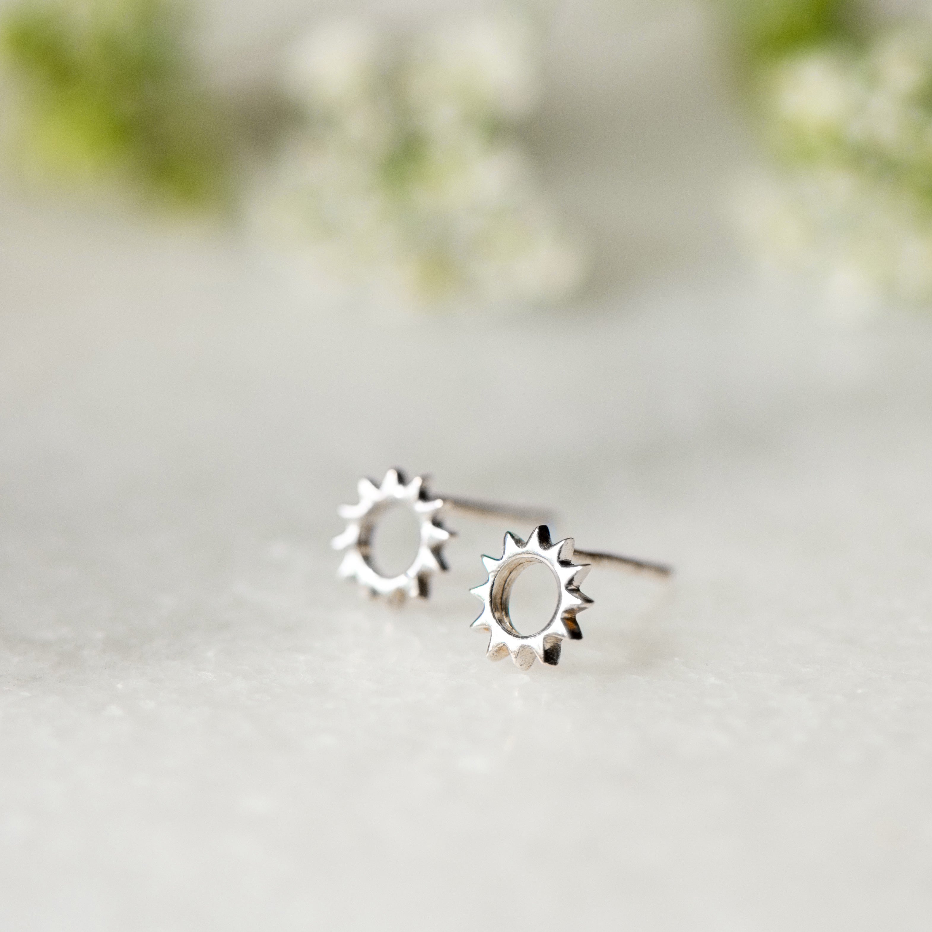 sunburst silver stud earrings from memara