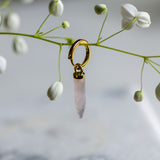 Rose quartz charm with hoop