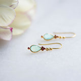 Juniper Drop Earrings With Aqua Chalcedony and Ruby Zirconia from Memara