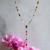The Y Drop Necklace in Garnet