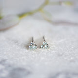 Clover Stud in Silver with Blue Topaz