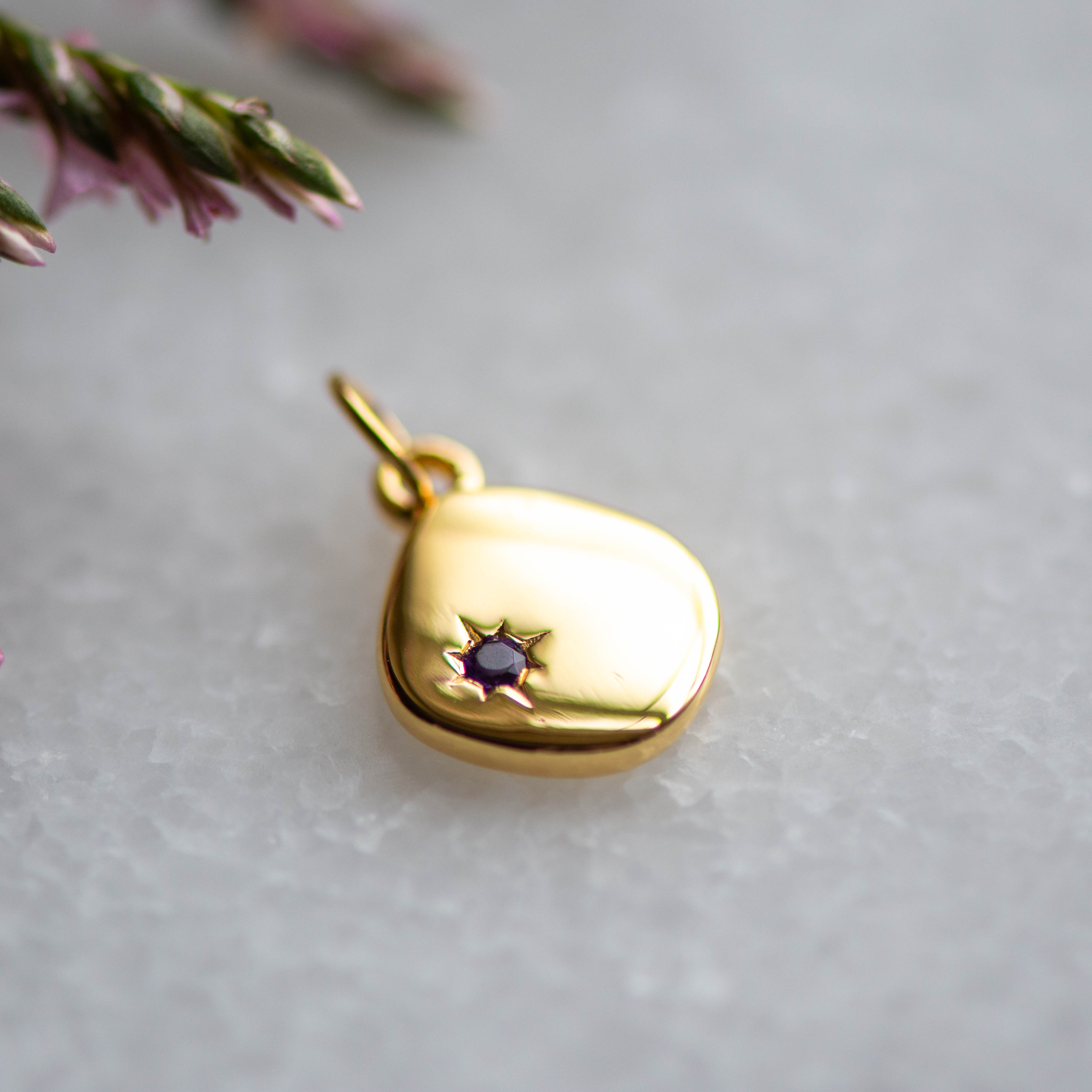 February Birthstone - Amethyst Pendant in Gold