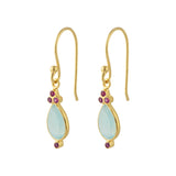 Juniper Drops in Aqua chalcedony and Ruby zirconia