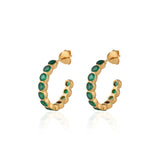 Green Onyx Gemstone Hoop Studs