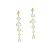 Stud Cascade Earrings in Gold with Aqua chalcedony