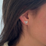 Silver Sky Blue Topaz Leaf Studs