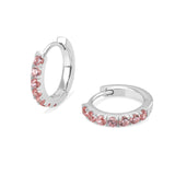 Pink Zirconia Dazzle Drops in Silver with Pink Crystal Charm Hoops