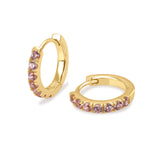 Pink Charm Hoops in Gold