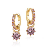 Pink Charm Hoops in Gold