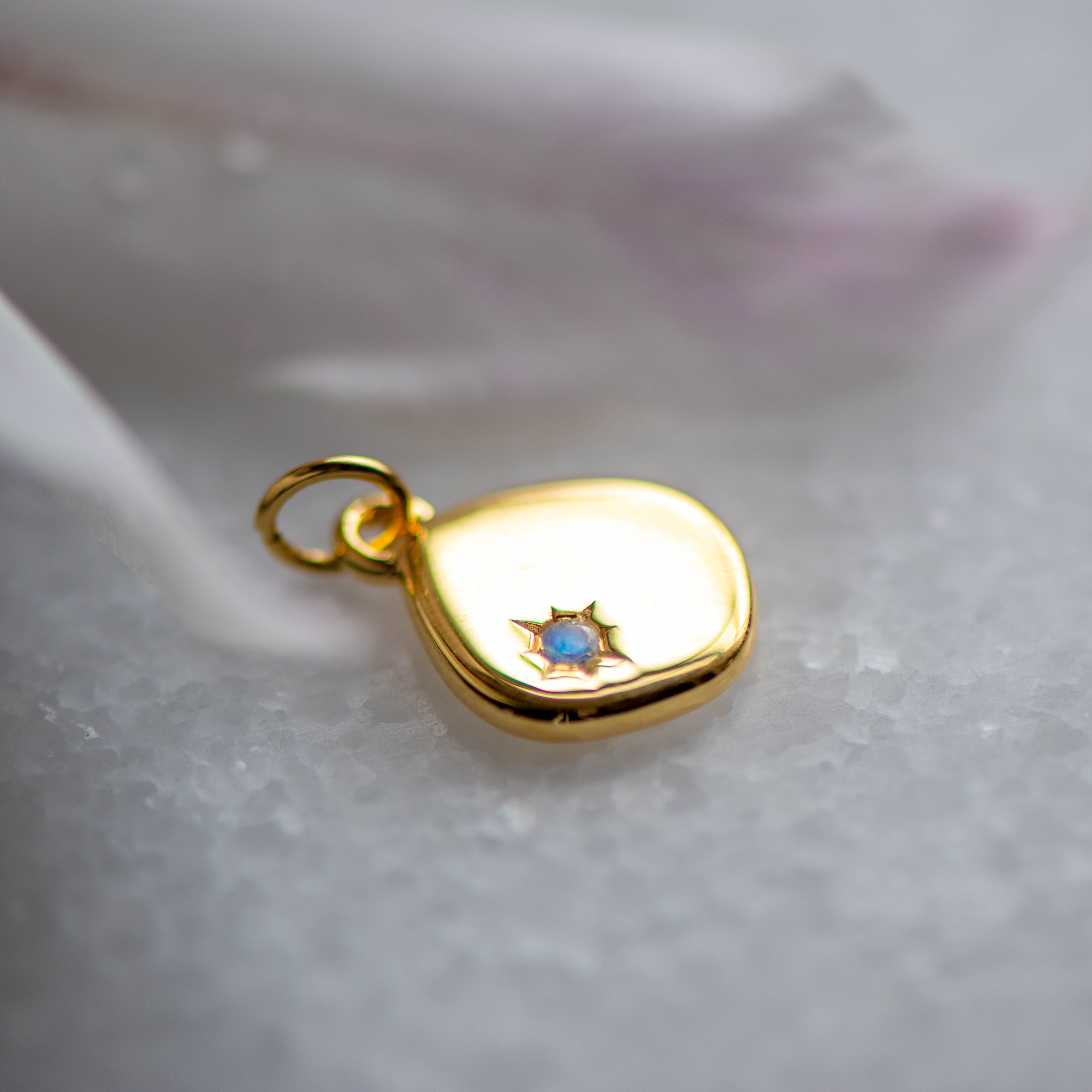 June Birthstone - Rainbow Moonstone Pendant in Gold