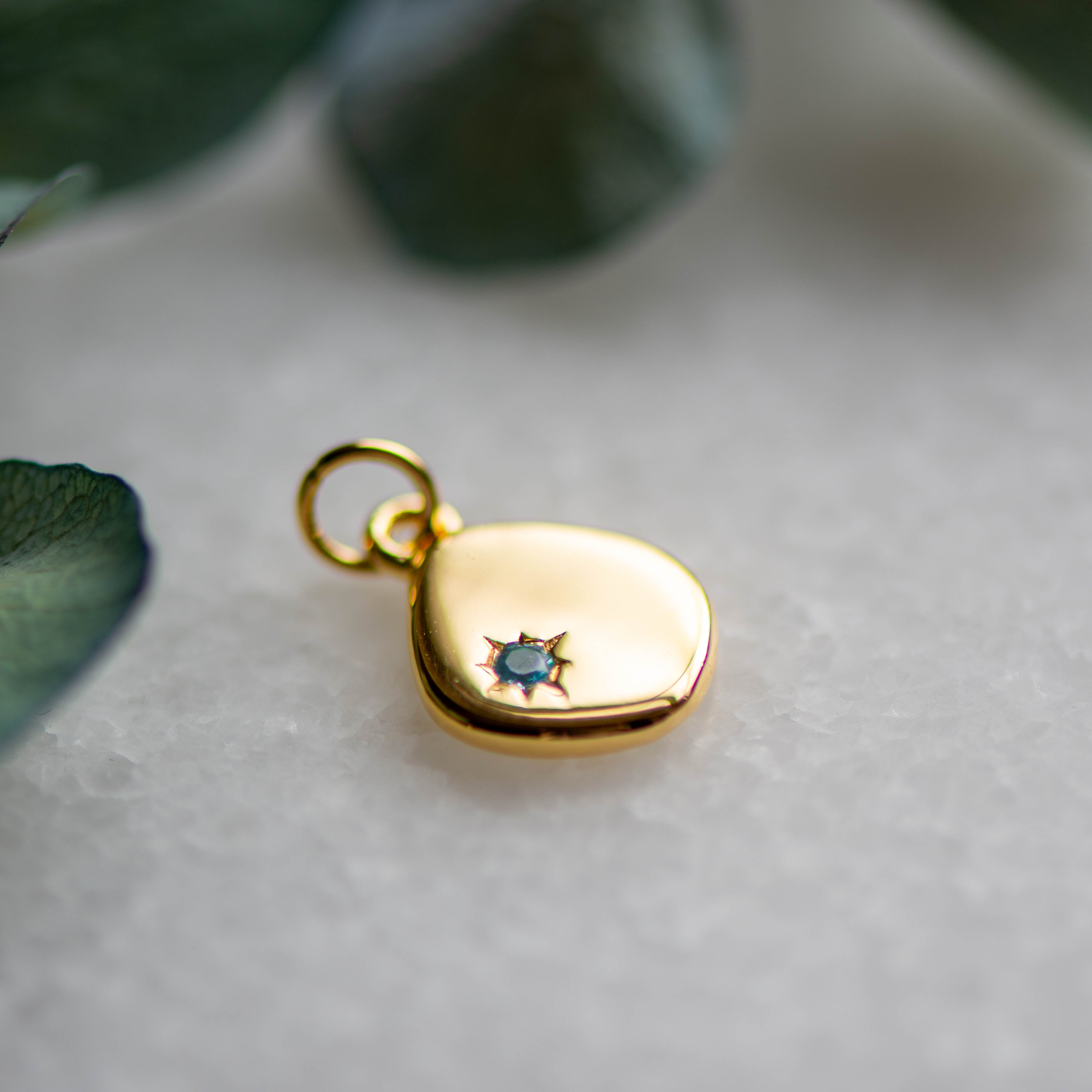 March Birthstone - Aquamarine Pendant in Gold